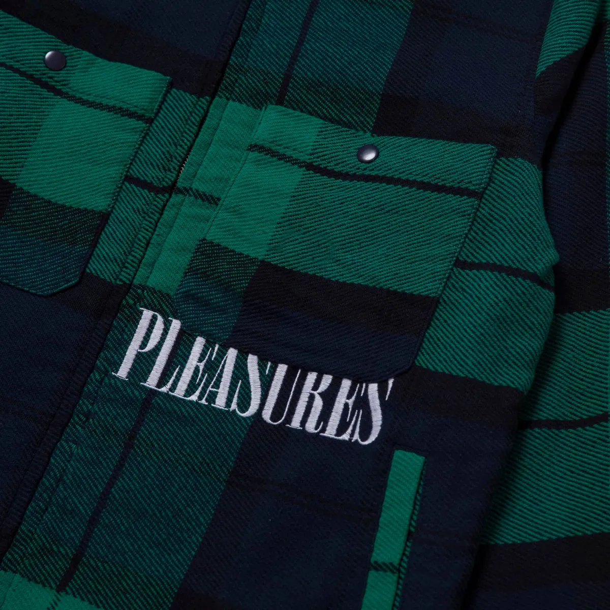 HUF X PLEASURE BLACKWATCH WORK JACKET // NAVY