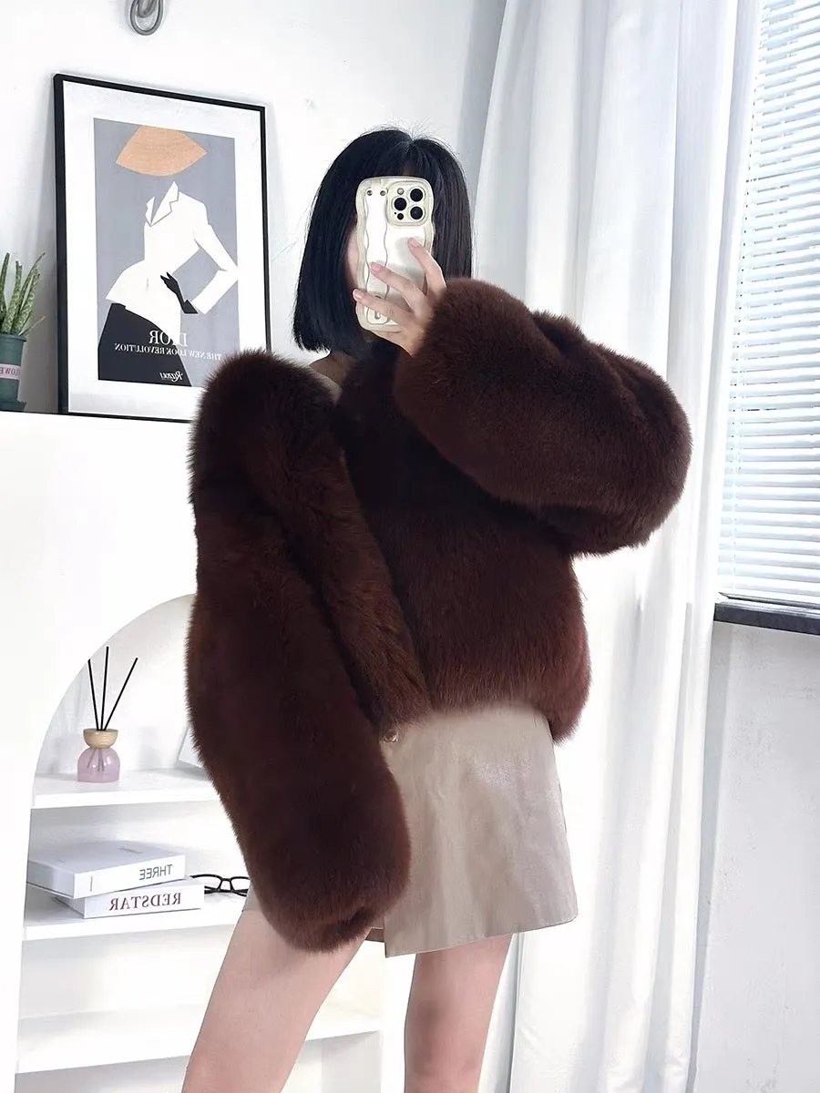 Imported whole leather fox fur coat women's short style 2023 autumn and winter new style young style small fur coat