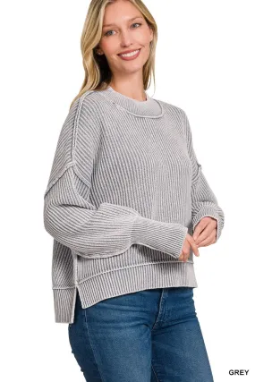 In Good Spirits Oversized Crop Sweater Grey