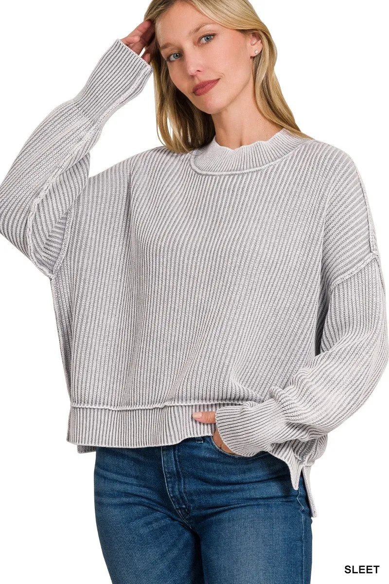 In Good Spirits Oversized Crop Sweater Sleet