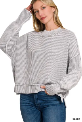 In Good Spirits Oversized Crop Sweater Sleet