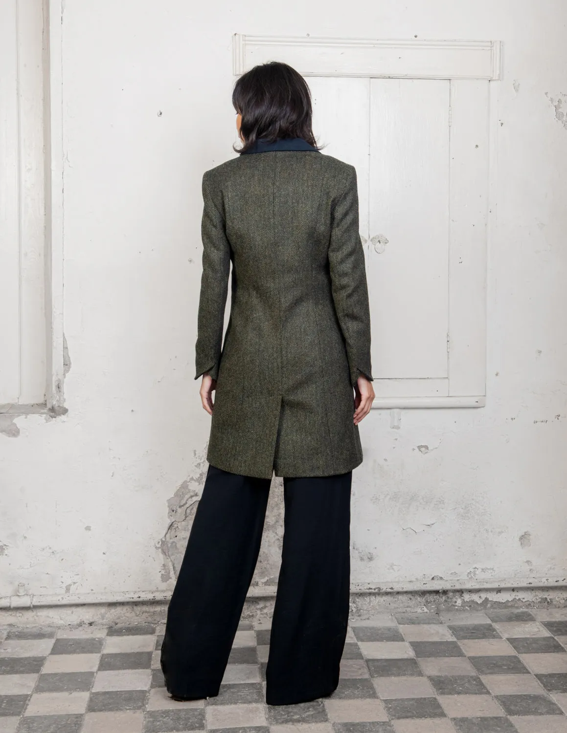 Isabella Tweed Coat - Green Fields Herringbone