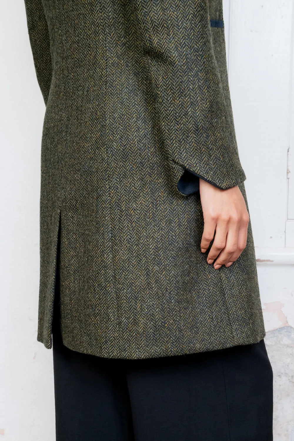 Isabella Tweed Coat - Green Fields Herringbone