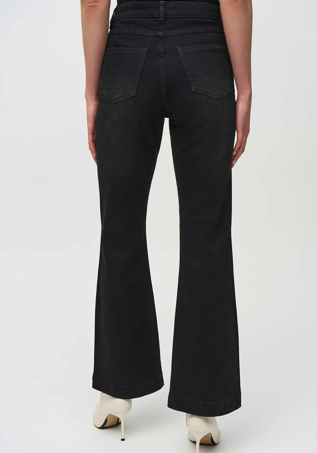 Joesph Ribkoff Embellished Mid Rise Flared Jeans, Black