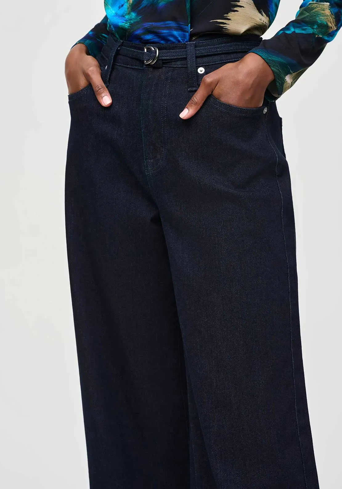 Joseph Ribkoff High Waisted Wide Leg Jeans, Dark Blue