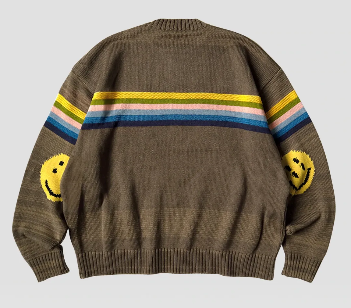 Kapital 5G Rainbow Cotton Knit Sweater Brown