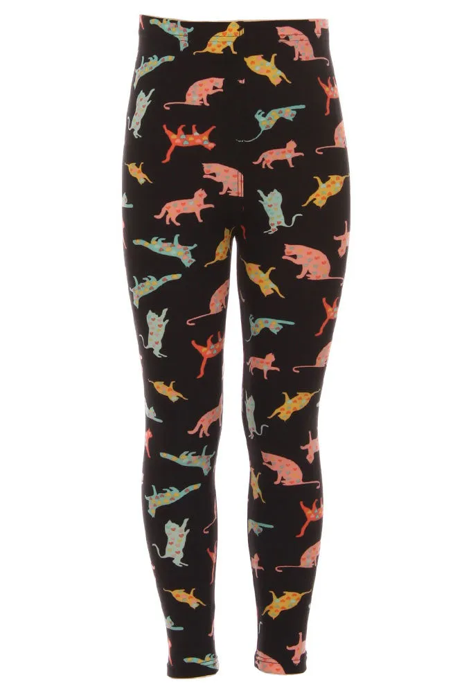 Kid's Playful Cats Pattern Printed Leggings