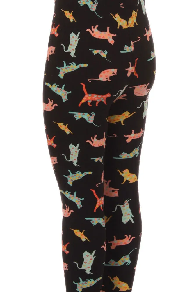 Kid's Playful Cats Pattern Printed Leggings