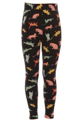 Kid's Playful Cats Pattern Printed Leggings