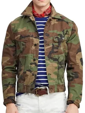 Lapel Pocket Casual Camo Jacket