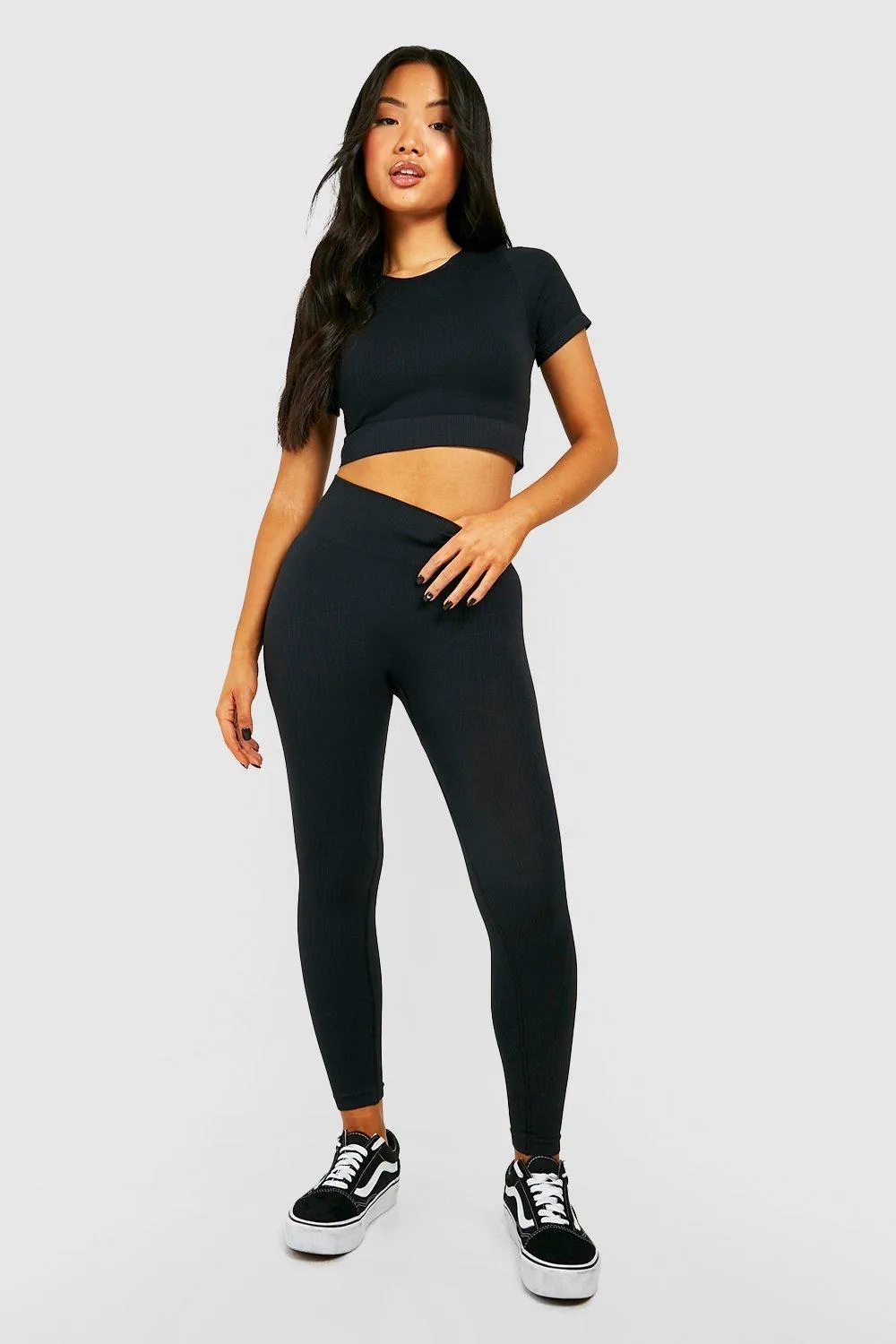 Leggings | Petite Seamless Rib Leggings | boohoo