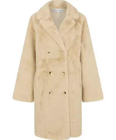 Lily and Lionel Women's Neutrals Emma Longline Faux Fur Coat In Cream