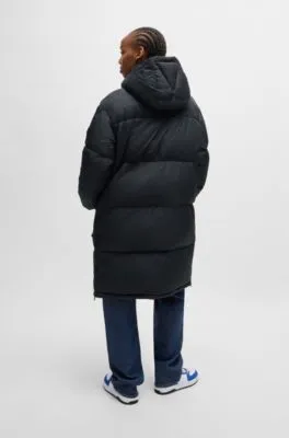 Long padded coat with detachable hood