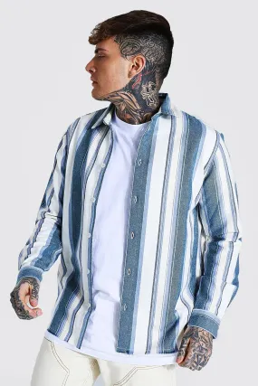 Long Sleeve Stripe Flannel Shirt Jacket