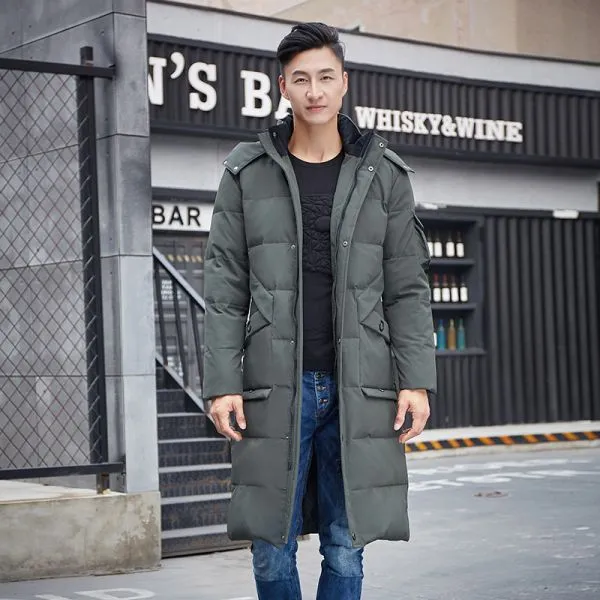 Longline hooded puffer coat for men