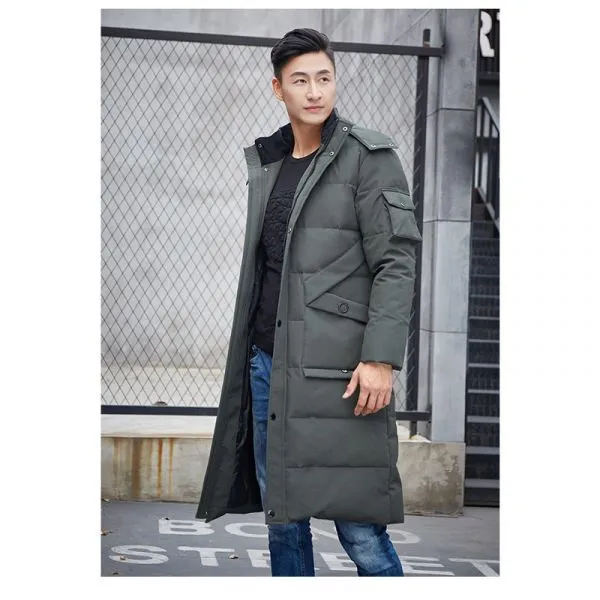 Longline hooded puffer coat for men