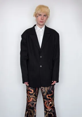 LU'U DAN MJ002_FT FLUID TAILORING OVERSIZED GANGSTER JACKET BLACK