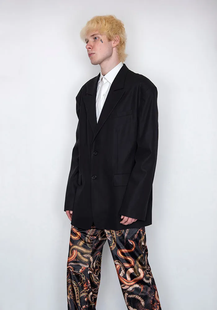 LU'U DAN MJ002_FT FLUID TAILORING OVERSIZED GANGSTER JACKET BLACK