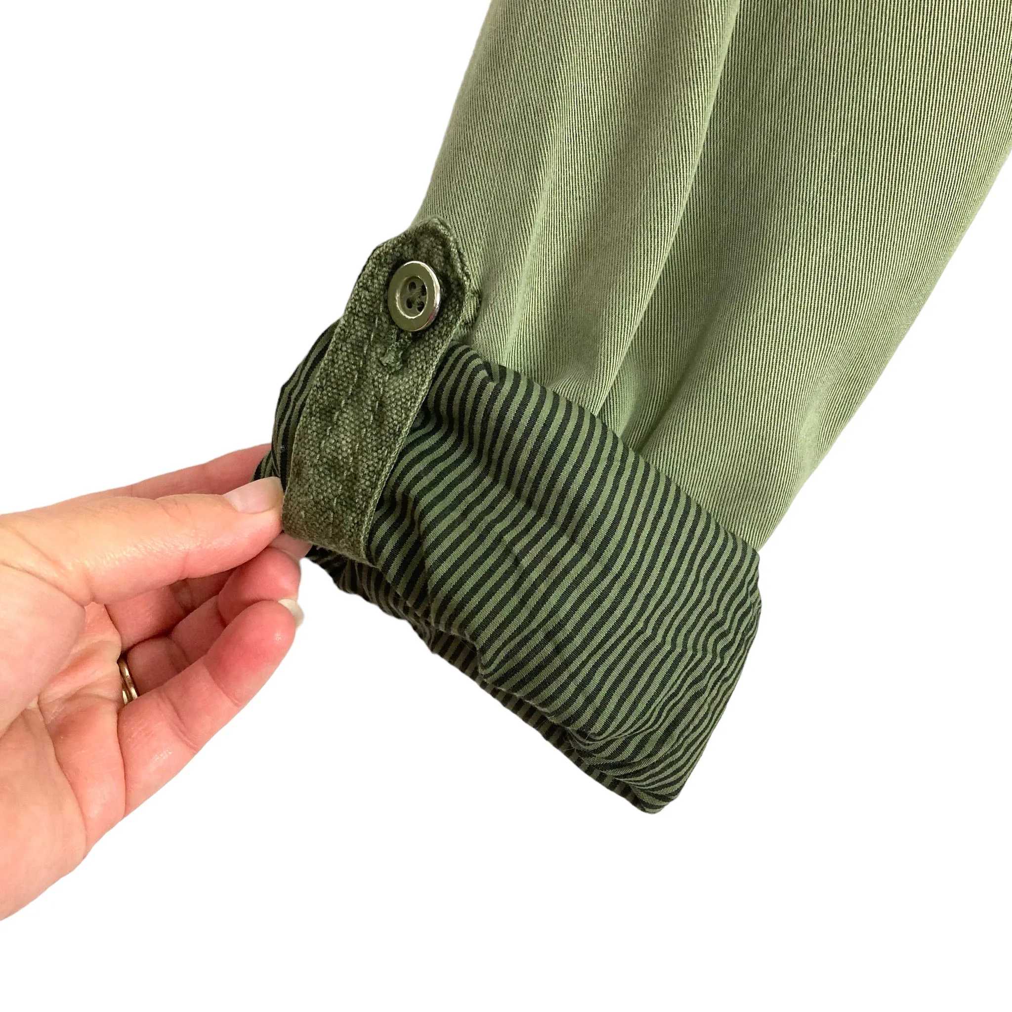 Marrakech Army Green Super Soft Roll Tab Sleeve Jacket- Size XS