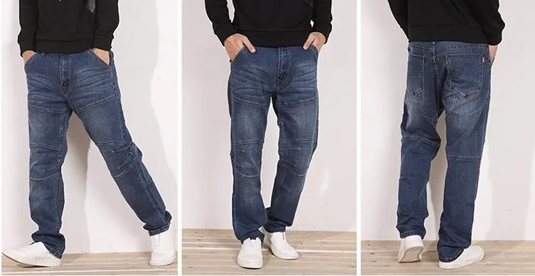 Men's Casual Mid Waist Solid Pattern Full-Length Loose Trousers