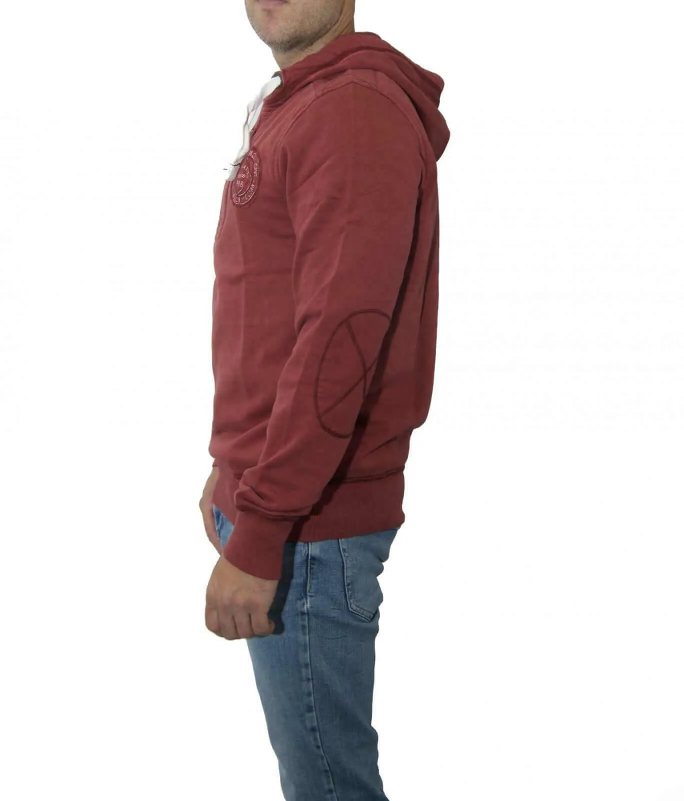 Men's Red Vintage Dyed Drawstring Long Sleeve Cotton Hoodies