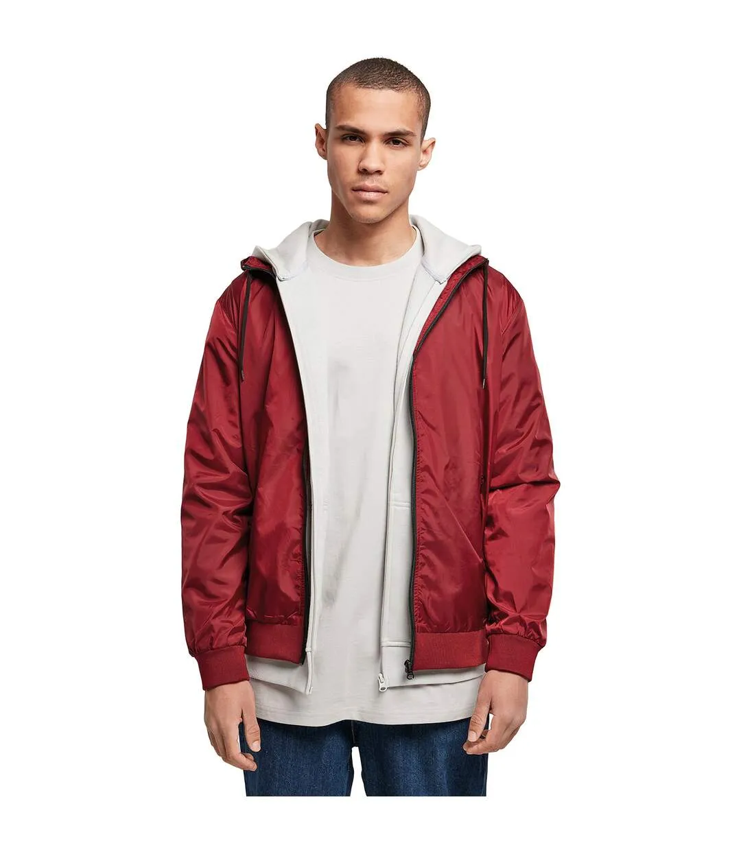 Mens wind runner jacket burgundy/black Build Your Brand