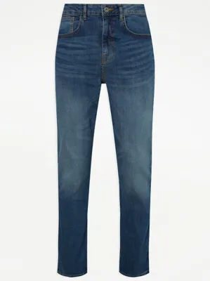 Mid Blue Loose Fit Jeans With Stretch | Men | George at ASDA