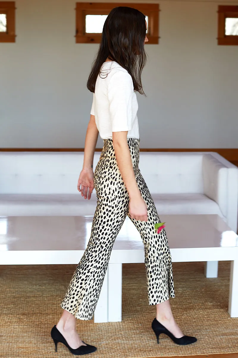 Mid Century Pant - Leopard Linen