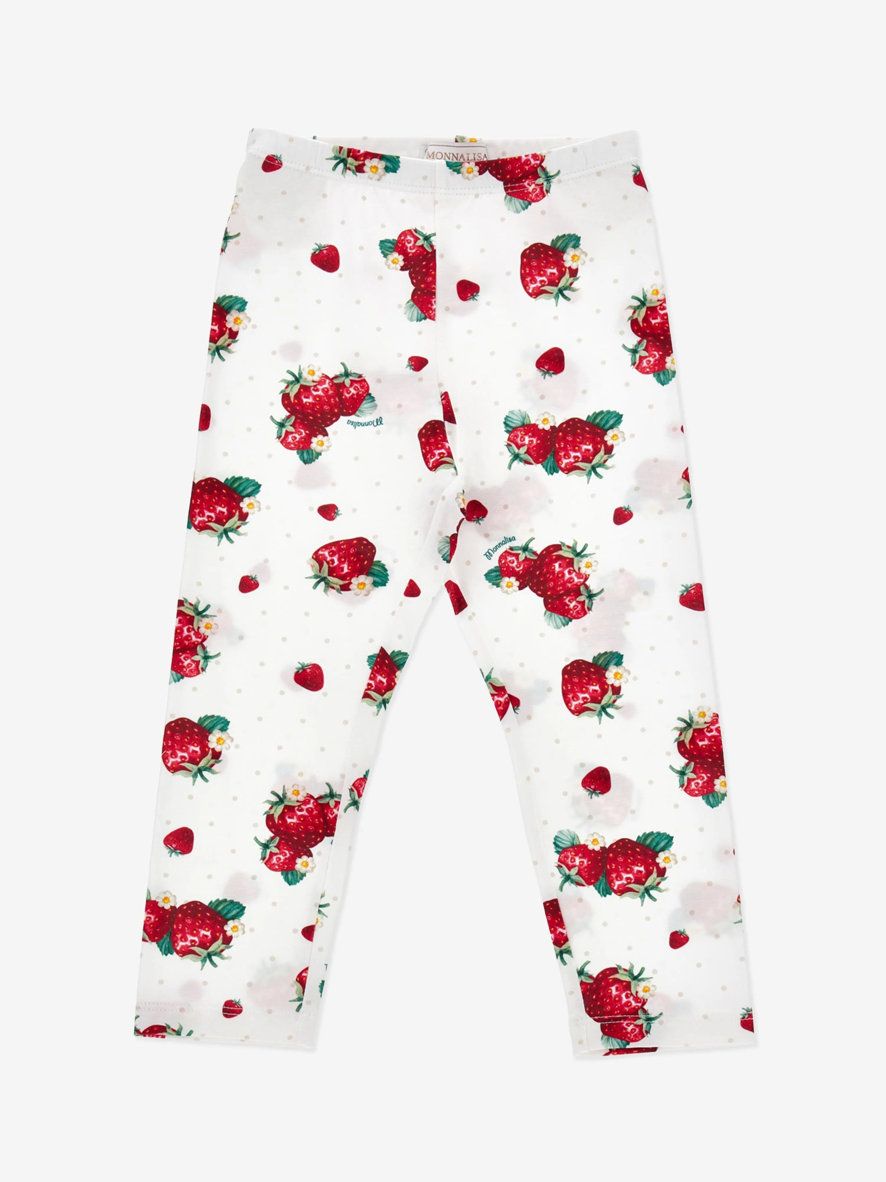 Monnalisa Girls Strawberry Leggings in White