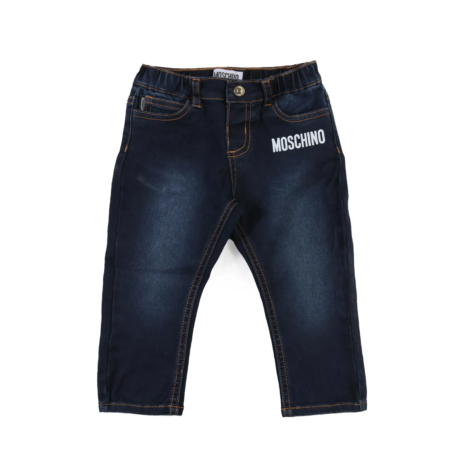 Moschino Dark Blue Washed Moschino Unisex Jeans For Babies