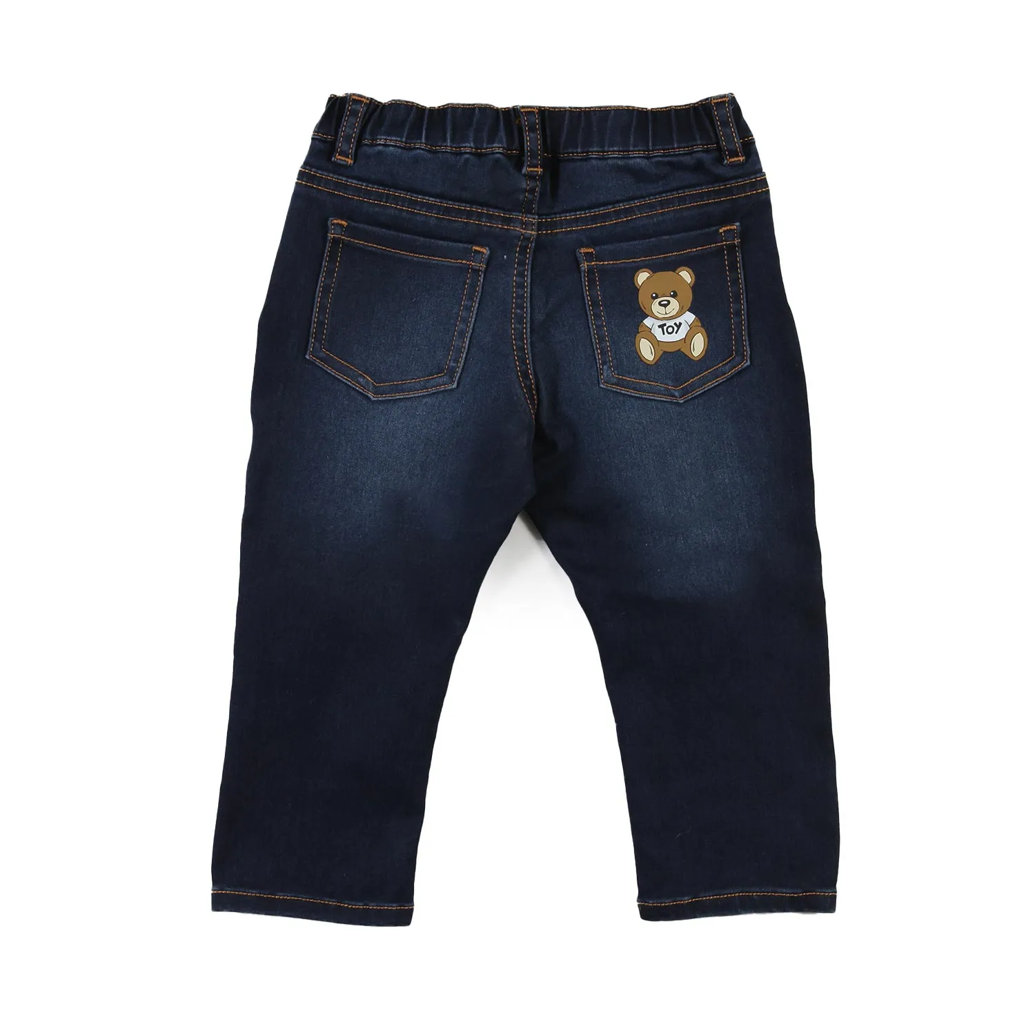 Moschino Dark Blue Washed Moschino Unisex Jeans For Babies