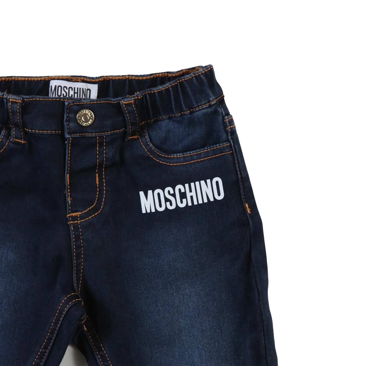 Moschino Dark Blue Washed Moschino Unisex Jeans For Babies