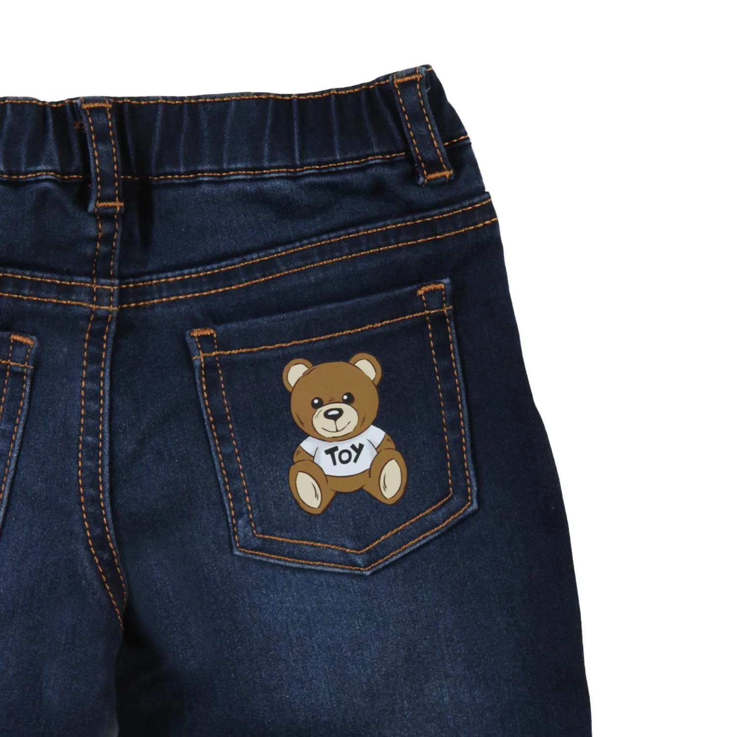 Moschino Dark Blue Washed Moschino Unisex Jeans For Babies