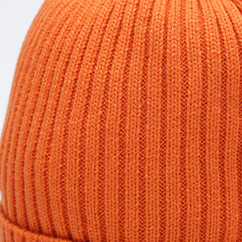 Mt. Rainier Design Knitted Ribbed Cuff BeanieOrange