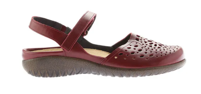 Naot Womens Arataki Closed Toe Sandal- Rhumba Red Leather