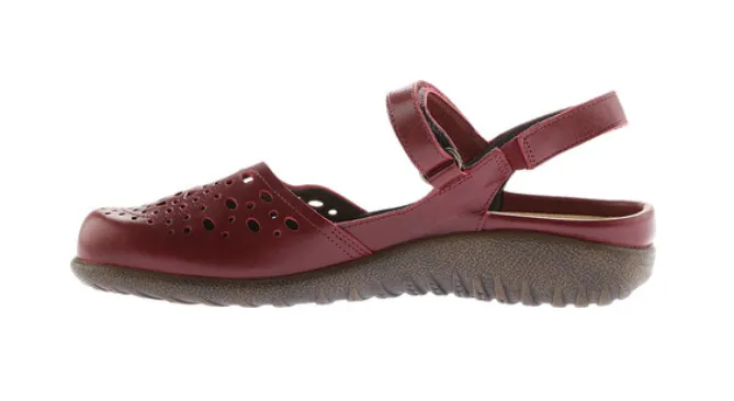 Naot Womens Arataki Closed Toe Sandal- Rhumba Red Leather