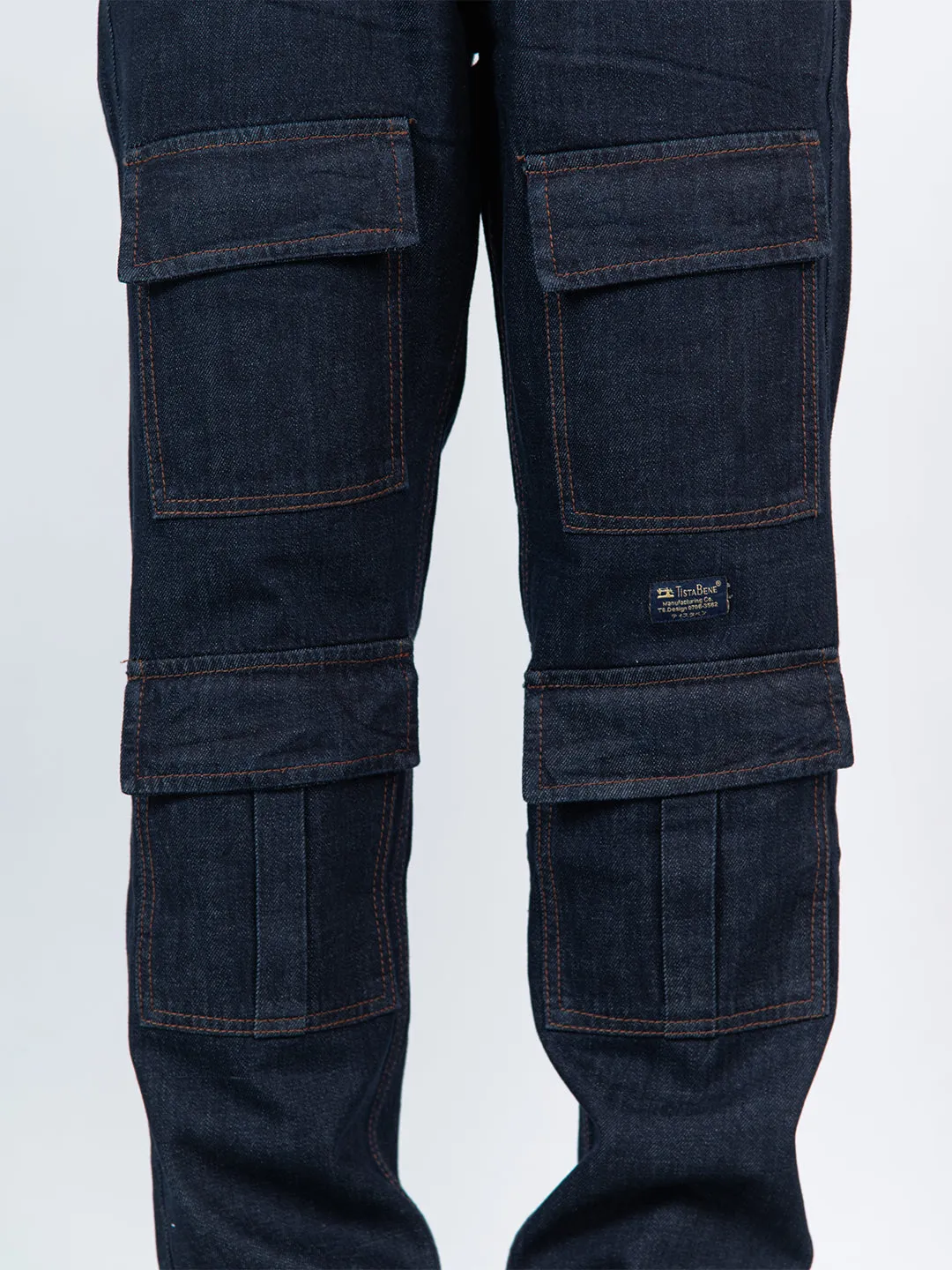 Navy Blue Cargo Baggy Fit Denim Jeans