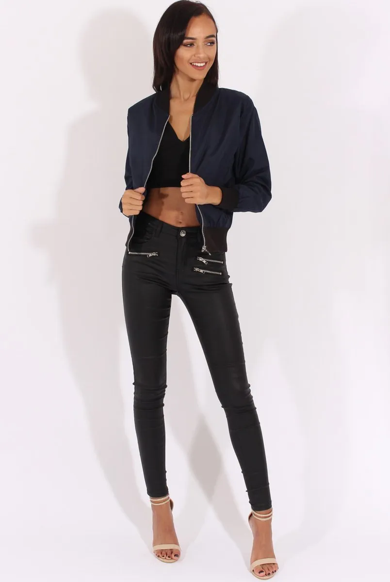 Navy Bomber Jacket - Maisie