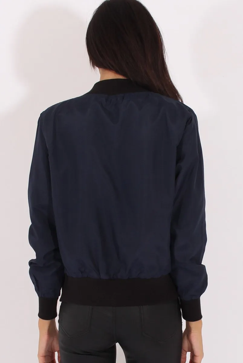 Navy Bomber Jacket - Maisie