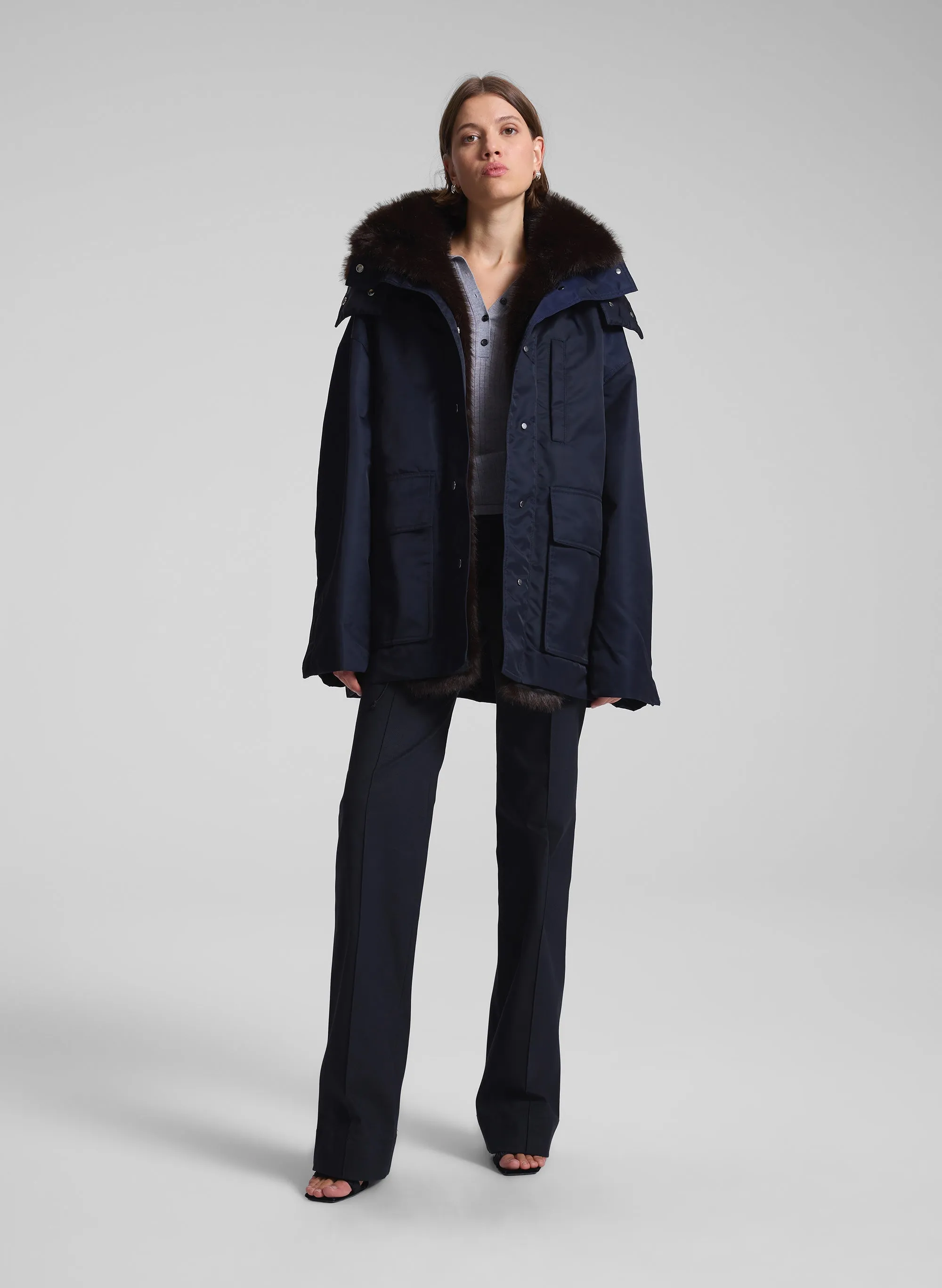 Nolan Faux Fur Trim Coat