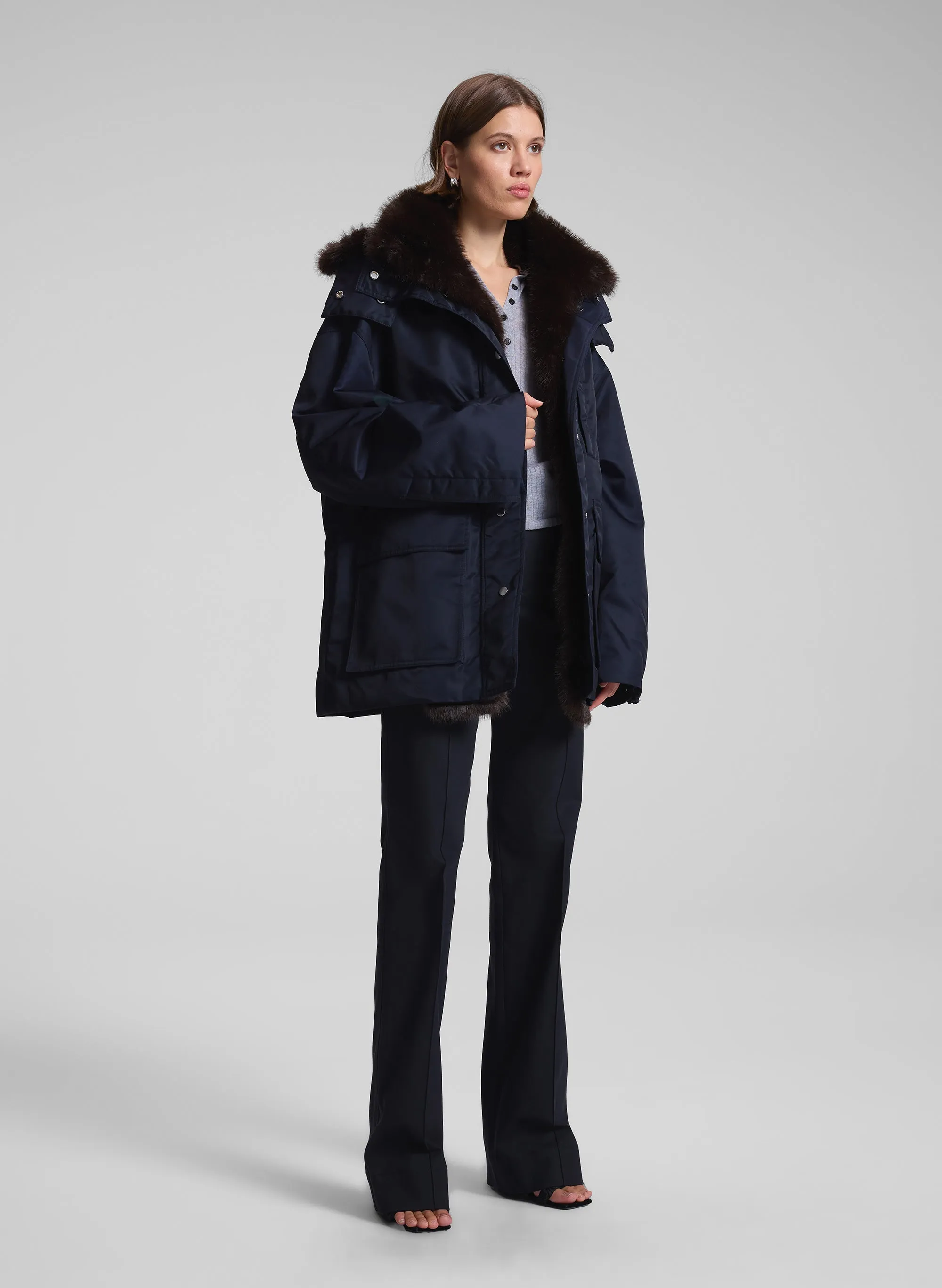 Nolan Faux Fur Trim Coat