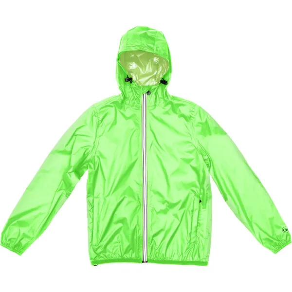 O8 Lifestyle Sam Packable Rain Jacket, Green Fluo