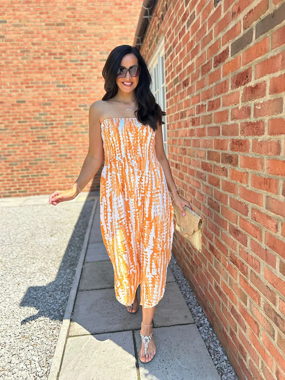 Orange Bandeau Tie Dye Jumpsuit Cara