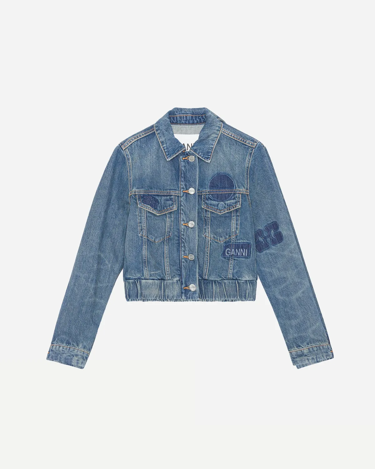 Patch Denim Bomber Jacket - Tint Wash