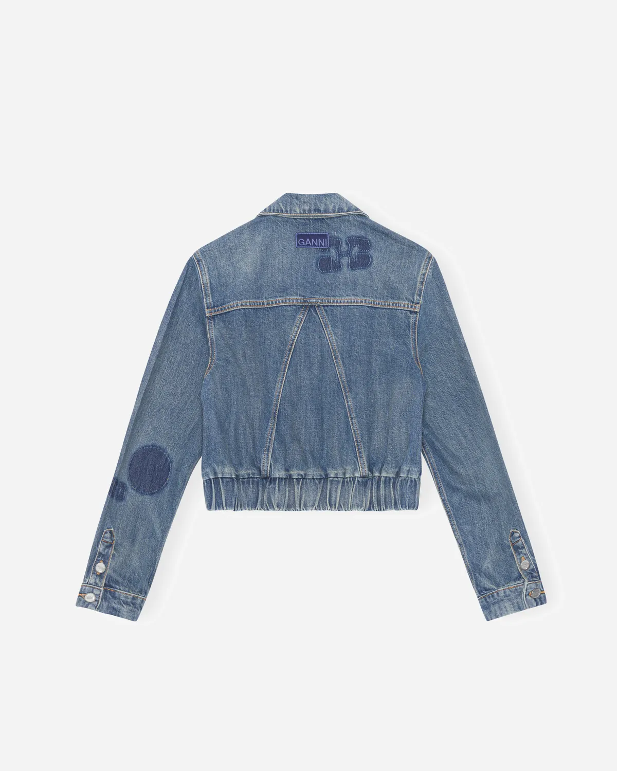 Patch Denim Bomber Jacket - Tint Wash