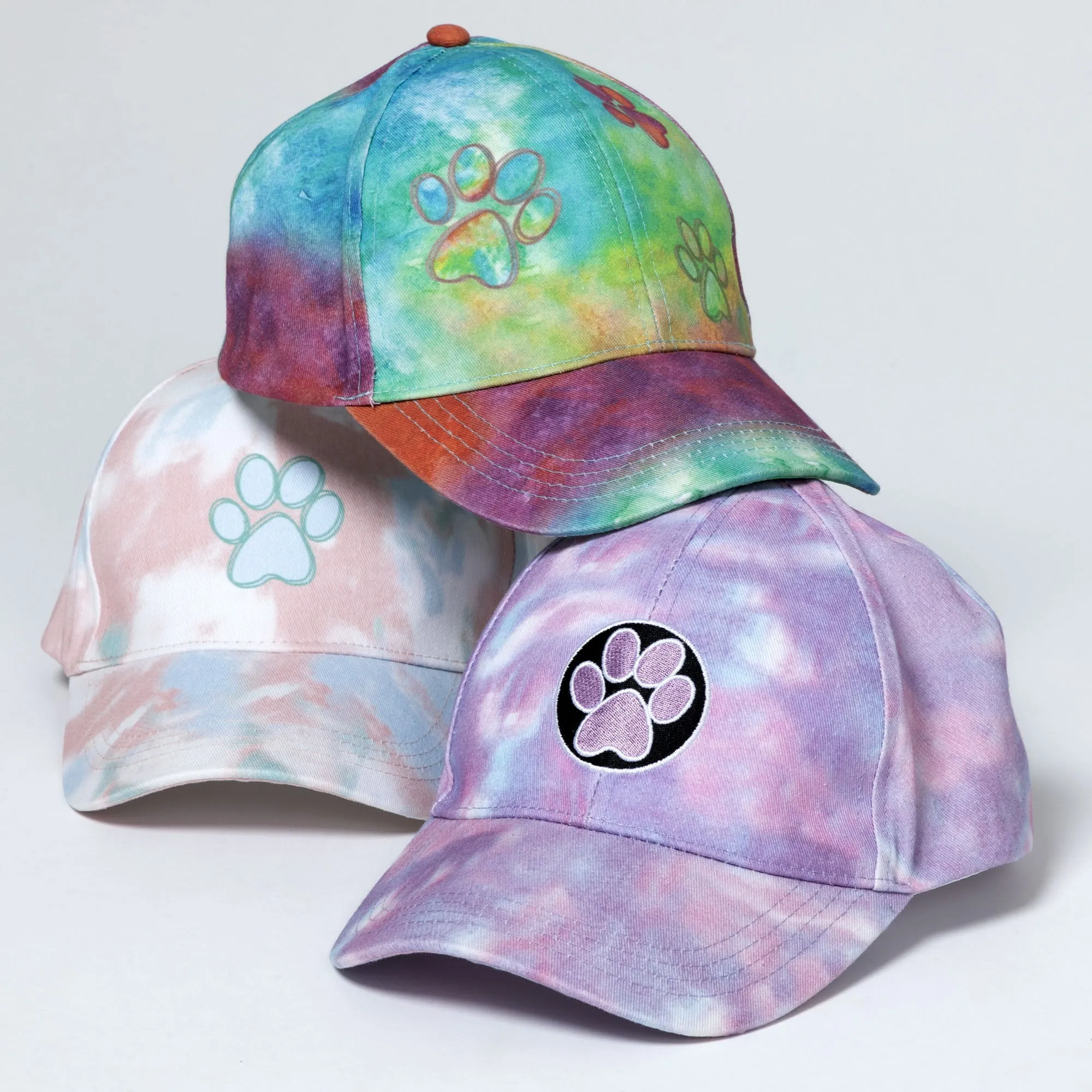 Paw Print Tie-Dye Ponytail Hat