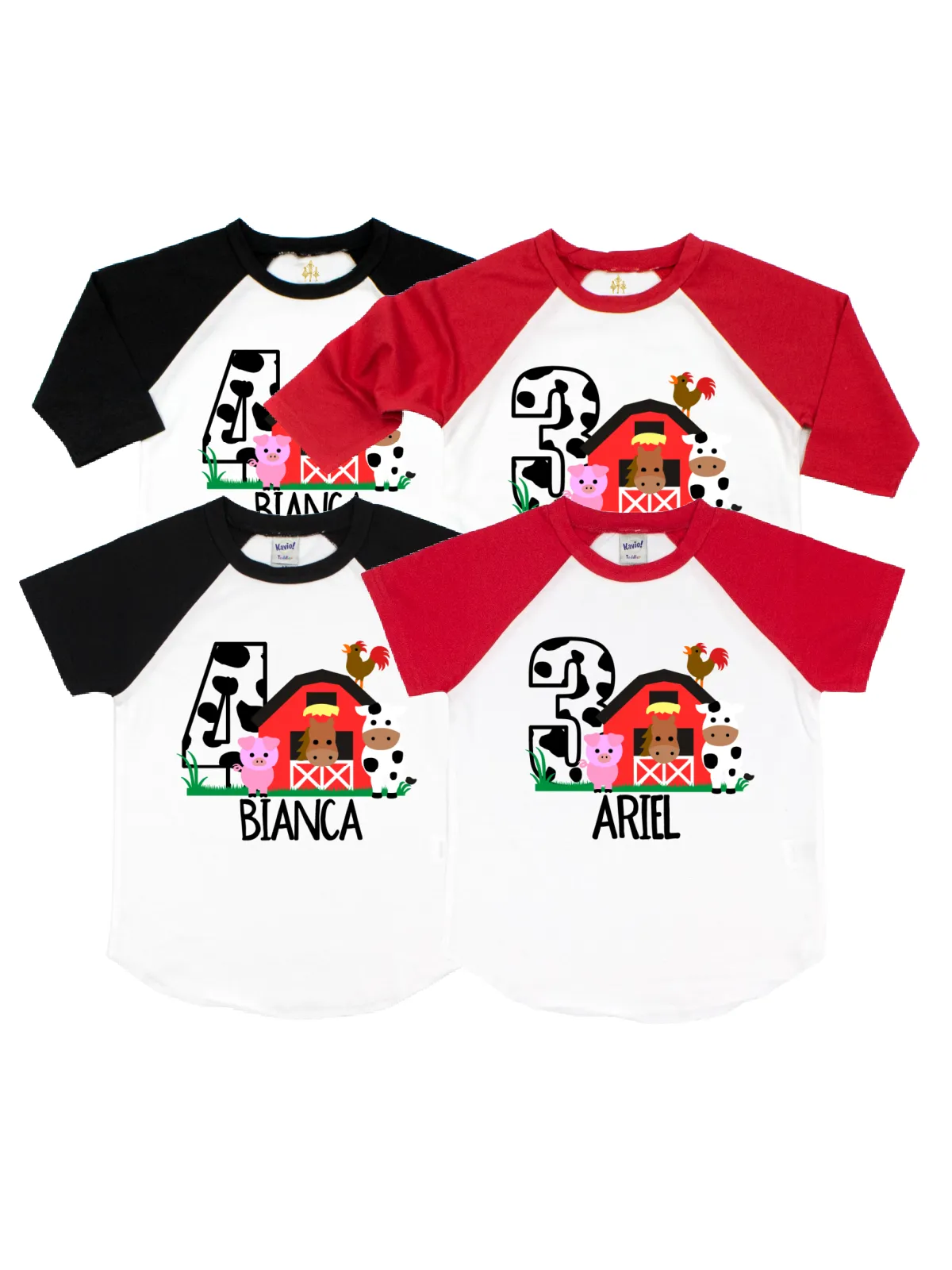 Personalized Barn Animals Farmhouse Raglan Shirts - Personalized