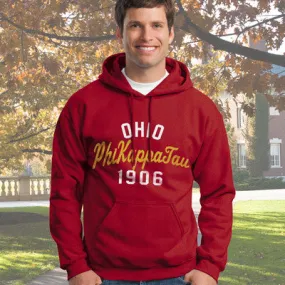 Phi Kappa Tau State and Date Printed Hoody - Gildan 18500 - CAD