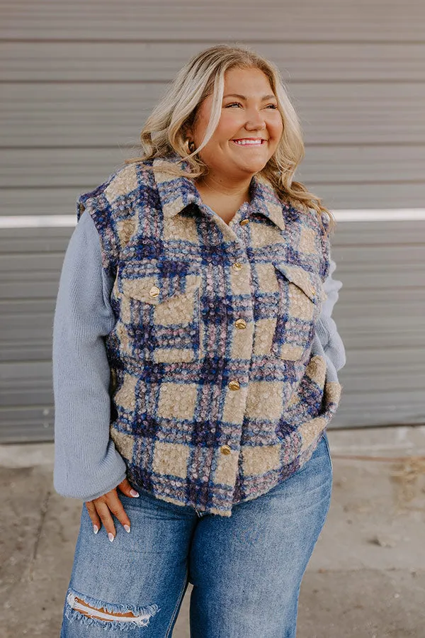 Picking Pumpkins Plaid Jacket in Blue Curves