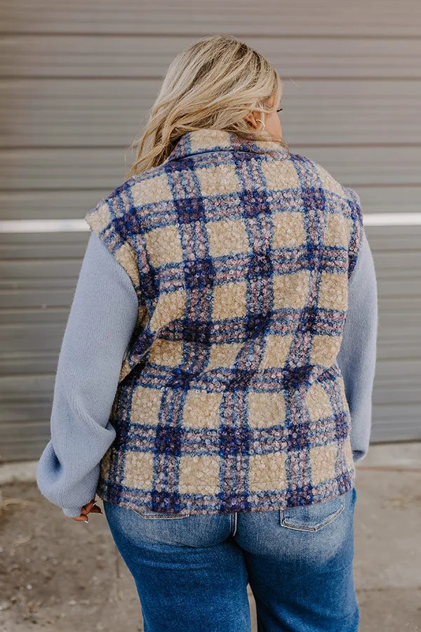 Picking Pumpkins Plaid Jacket in Blue Curves